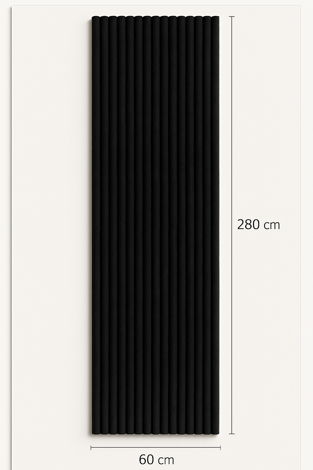 Suède Akoestisch Wandpaneel – Zwart – 280 x 60 cm