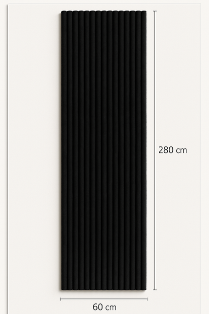 Suède Akoestisch Wandpaneel – Zwart – 280 x 60 cm