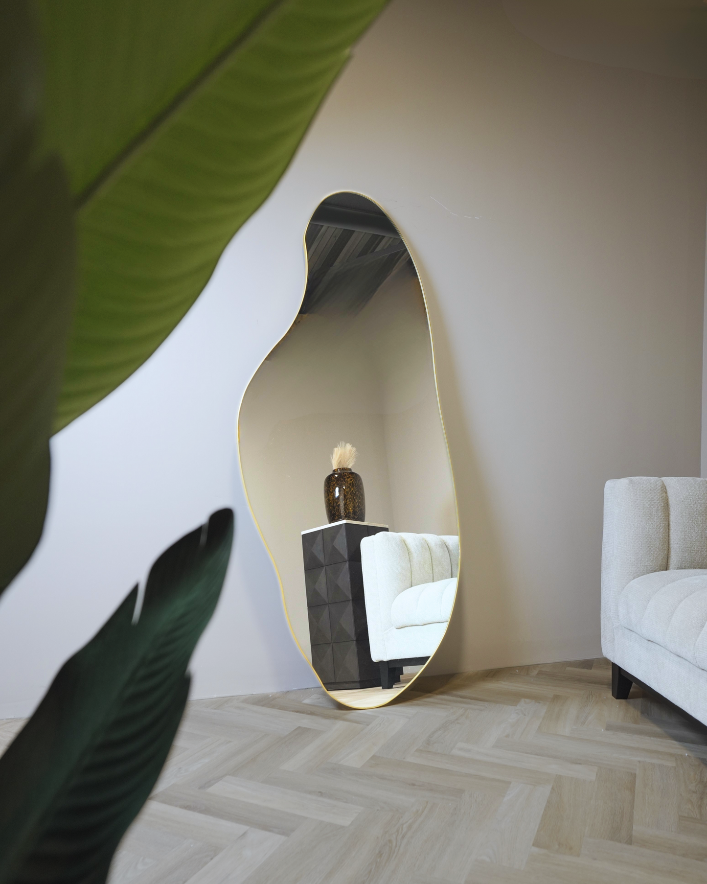 Organische spiegel Lys – Goud/Brons 180x80 cm | Luxe ovale wandspiegel