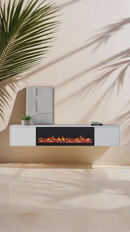 Chic TV Meubel met Elektrische Sfeerhaard – 180 cm – Pure White