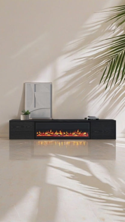 Chic TV Meubel met Elektrische Sfeerhaard – 280 cm – Zwart Eiken